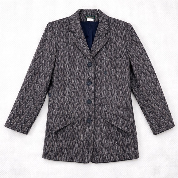 Harve Benard Jackets & Blazers - Harve Benard Wool Herringbone Blazer Jacket Womens 10 Gray Career Classic